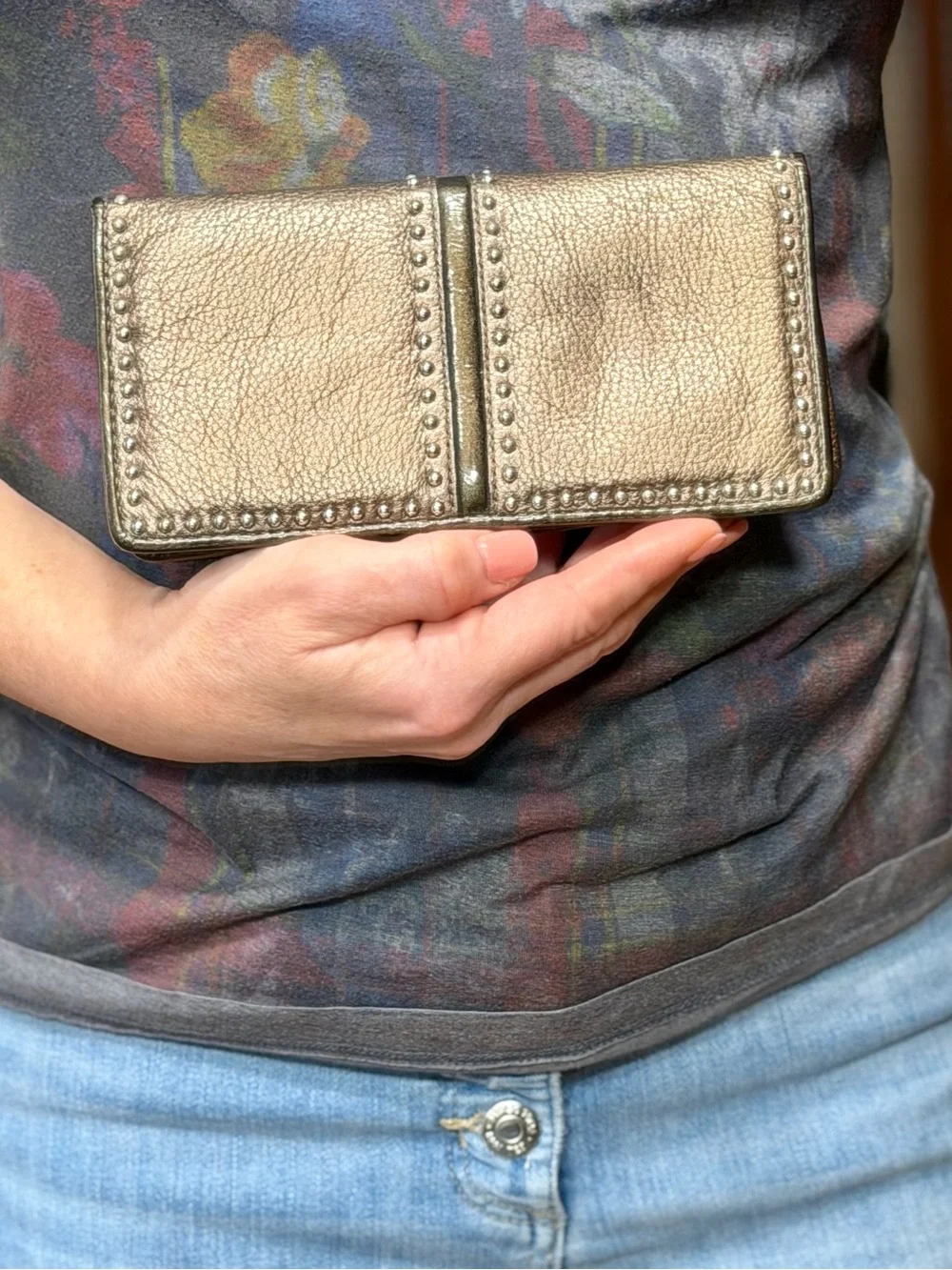 Brighton 2010s Boho Western Pretty‎ Tough Metallic Pewter Wallet RETIRED GUC